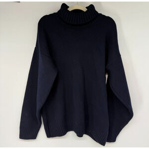 Original Montgomery Merino Wool Sweater XL Navy Submariner Chunky Rib Roll Neck
